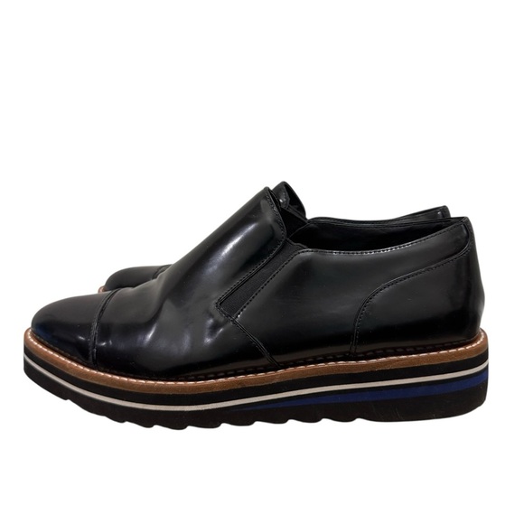 Vince Alona Black Patent Leather Slip On Oxford Loafer Dress Shoes 9 - Picture 3 of 9